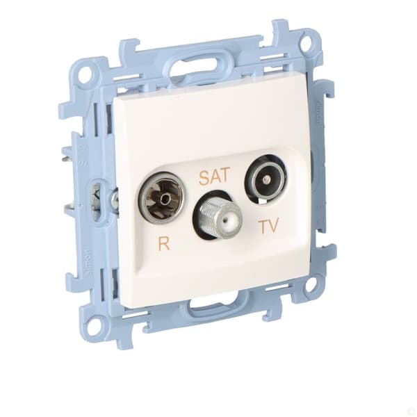 R-TV-SAT pass-through antennestik (modul) dæmper SAT -8 dB, TV-10 dB, R-12 dB, hvid Simon10