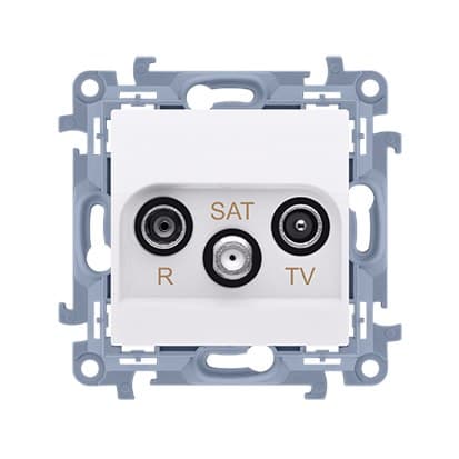 R-TV-SAT pass-through antennestik (modul) dæmper SAT -8 dB, TV-10 dB, R-12 dB, hvid Simon10 Hvid