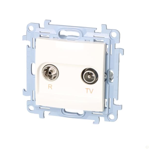 R-TV-antenniliitännän läpivienti (moduuli) TV ja R-vaimennin: 10 dB, valkoinen Simon10