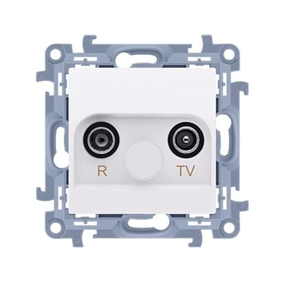 R-TV-antenniliitännän läpivienti (moduuli) TV ja R-vaimennin: 10 dB, valkoinen Simon10 Valkoinen