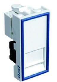RJ45 UTP cat.5e -tietoliikennepistorasia adapterilla, 1-moduulinen valkoinen, matala