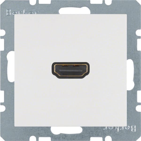 HDMI-liitin 90° liittimellä, lumivalkoinen, kiiltävä S.1/B.3/B.7 Glas Valkoinen
