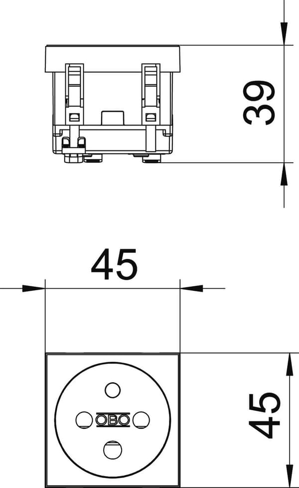 Yksittäinen pistorasia 0°, NF, koodattu tyyppi STD-F0K SRO1
