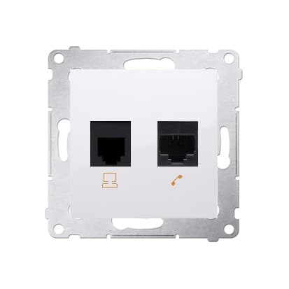 Tietokonepistoke RJ45 kategoria 5e + puhelinpistoke RJ12, valkoinen Simon54 Valkoinen