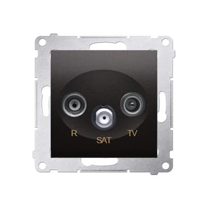 RTV-SAT-läpivientipistorasia, vaimennin R 11dB TV ja SAT 10dB, antrasiitti Simon54 Antrasiitti