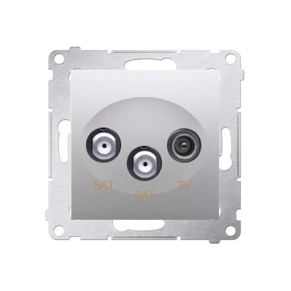 Satellitstik dobbelt RTV-SAT-SAT, sølv mat Simon54
