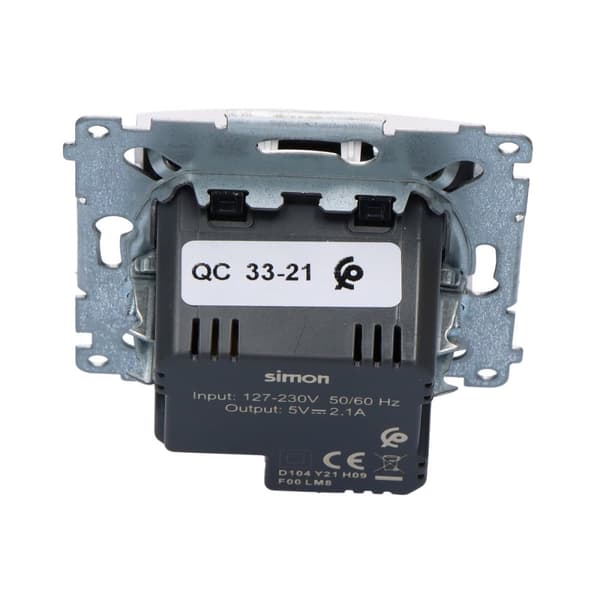 Laturi 2 x USB (moduuli), 2,1 A, 5 V DC, 230 V, valkoinen Simon54