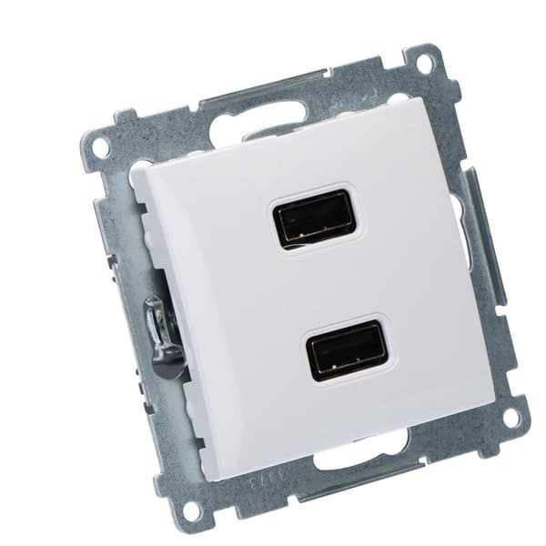 Laturi 2 x USB (moduuli), 2,1 A, 5 V DC, 230 V, valkoinen Simon54