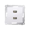 Pikkukuva 1 / 5: Laturi 2 x USB (moduuli), 2,1 A, 5 V DC, 230 V, valkoinen Simon54