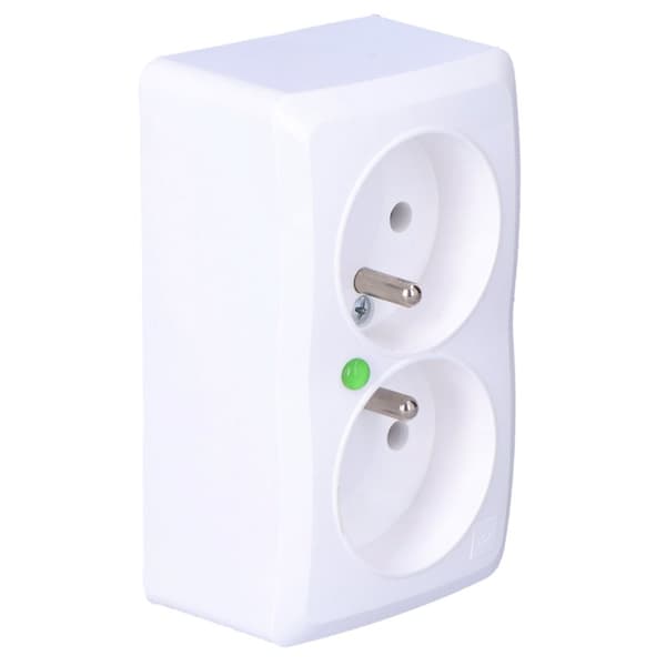 Stikkontakt 2x2P+Z n/t IP20, hvid BERG