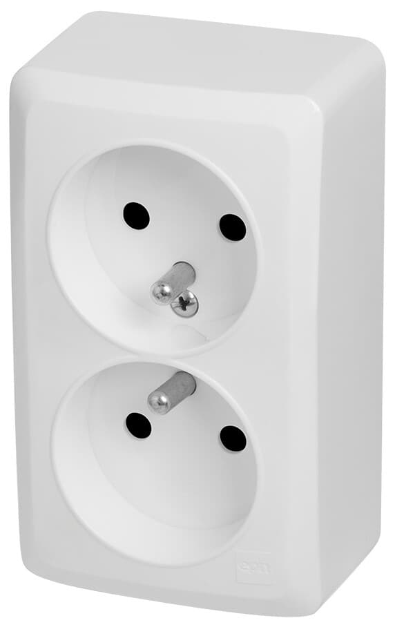 Stikkontakt 2x2P+Z n/t IP20, hvid BERG
