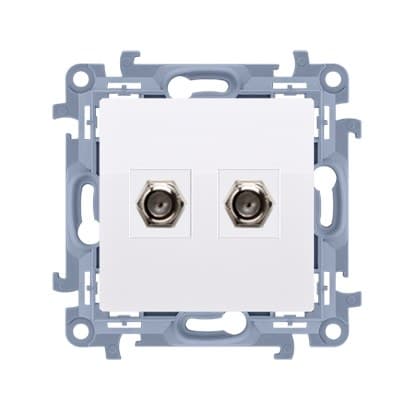 Antennestik type ""F"" dobbelt (modul), hvid Simon10 Hvid