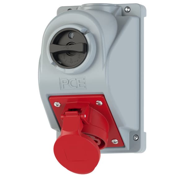 Kiinteä pistorasia kytkimellä ""Combo-Pol"" 16A 400V 3P+Z+N, kytkin 0-1 IP44