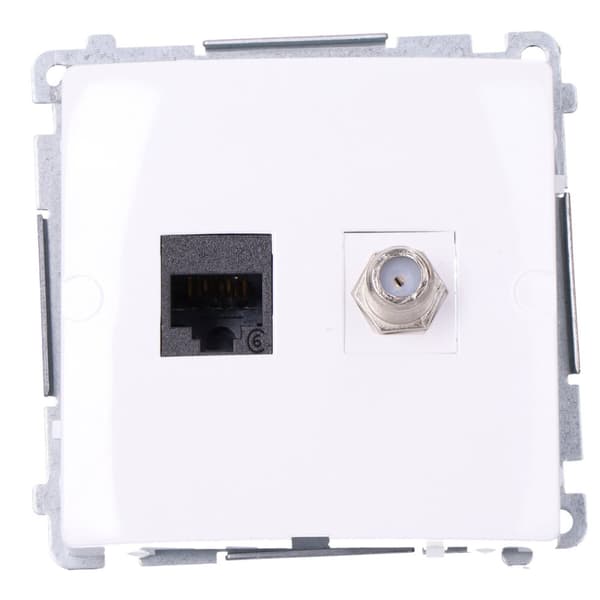 Antennipistoke tyyppi "F" + RJ45 cat.6 (moduuli), perusmoduuli valkoinen