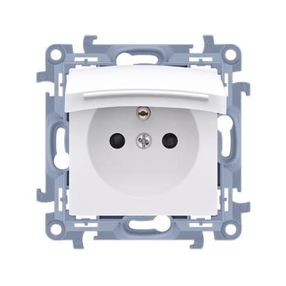 Pistokeliitäntä IP44-versioon tiivisteellä - kannen värinen läppä (moduuli) 16 A, 250 V~, ruuviliittimet, valkoinen Simon10 Valkoinen