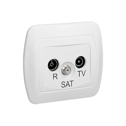 RTV-SAT-läpivientipistorasia AASP/11, valkoinen Valkoinen