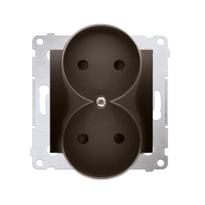 Kaksoispistorasia ilman maadoitusta sulkimilla (moduuli) 16A, 250V AC, ruuviliittimet, pronssimatta (metalli) Pronssi