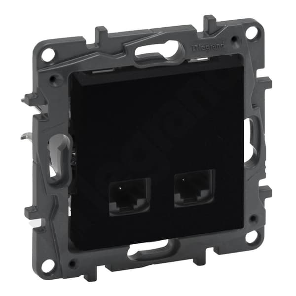 Kaksoispistorasia 2xRJ45 cat. 5e UTP - musta, NILOE STEP