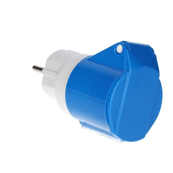 Leirintäadapteri 230V Uni-Schuko, teollisuuspistorasia 16A/3P, OPAL KAMPER