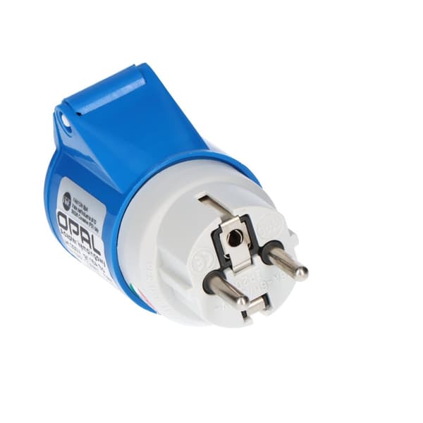 Leirintäadapteri 230V Uni-Schuko, teollisuuspistorasia 16A/3P, OPAL KAMPER