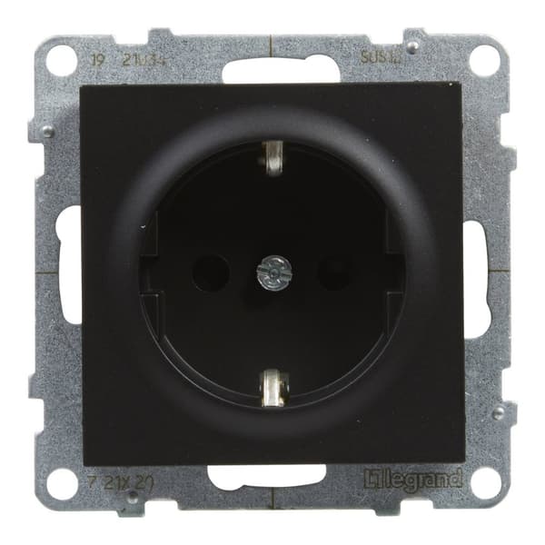 SCHUKO-pistorasia 2P+Z - 16 A - 250 V~ - sulkimella - automaattiset liittimet, BLACK SUNO
