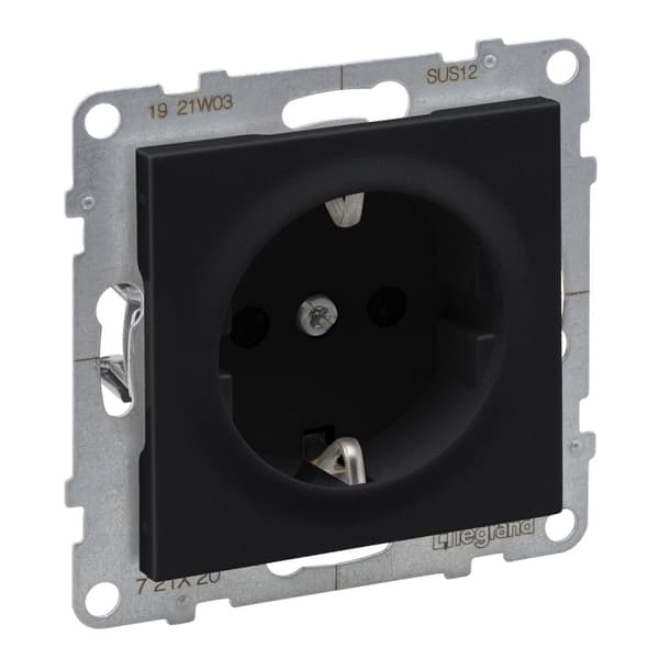 SCHUKO-pistorasia 2P+Z - 16 A - 250 V~ - sulkimella - automaattiset liittimet, BLACK SUNO