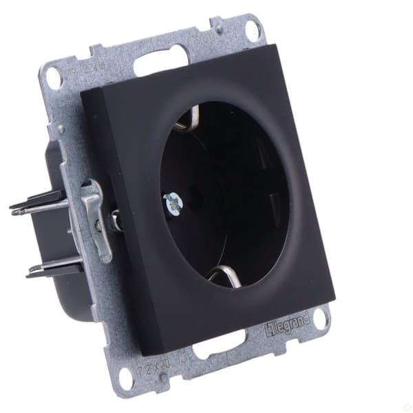 SCHUKO-pistorasia 2P+Z - 16 A - 250 V~ - sulkimella - automaattiset liittimet, BLACK SUNO