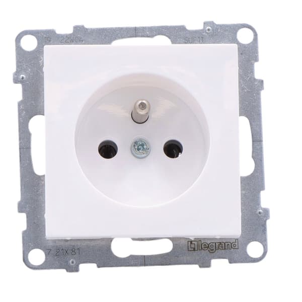Stikkontakt 2P+Z - - 16 A - 250 V~ - automatiske klemmer, HVID SUNO