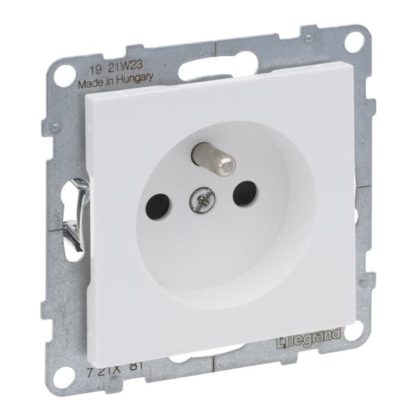 Stikkontakt 2P+Z - - 16 A - 250 V~ - automatiske klemmer, HVID SUNO