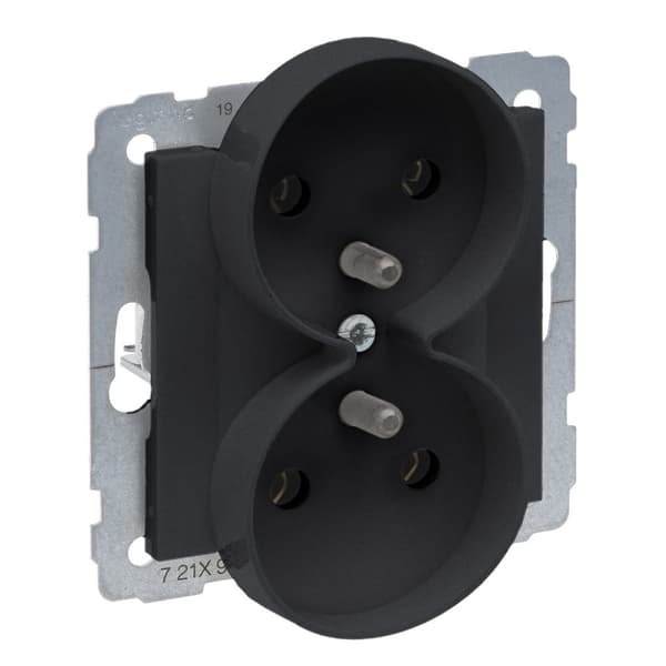 Pistorasia 2X2P+Z - 16 A - 250 V~ - ruuviliittimet - voidaan asentaa monikiertokehyksiin, BLACK SUNO