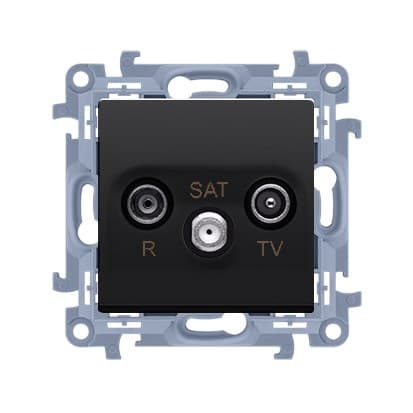 R-TV-SAT-antenniliitäntä, liitin/liitäntä läpivientiliitäntään (moduuli). 1x tulo: 5 MHz-2,4 GHz, mattamusta, SIMON10