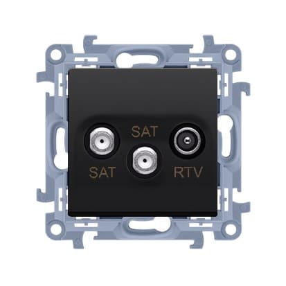 Kaksois-SAT-SAT-RTV-satelliittiantenniliitäntä (moduuli), 1x tulo: 5 MHz-2,4 GHz, mattamusta, SIMON10