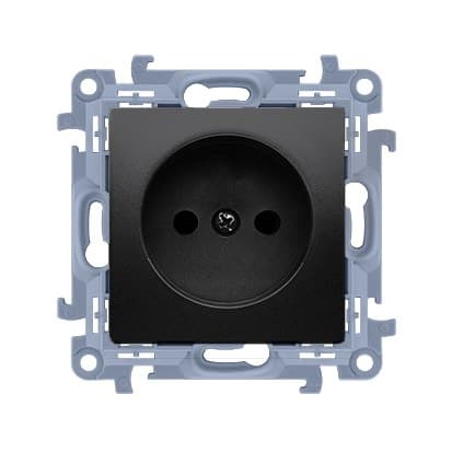 Yksittäispistorasia ilman maadoitusta (moduuli) 16A, 250V~, ruuviliittimet, mattamusta, SIMON10