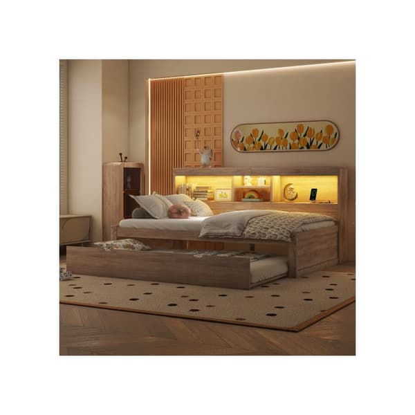 Soffa, Dagbädd, Dagbädd, 90*200cm, Kökssäng, Eluttag + USB, Utan madrass, Naturlig