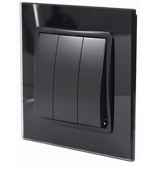 Quadra lyskontakt sort glas 3