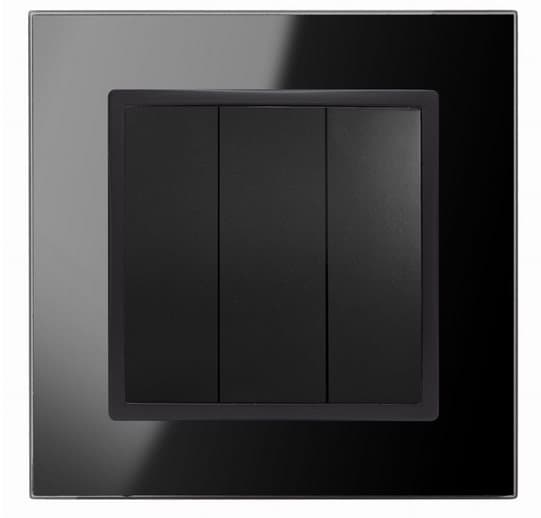 Quadra lyskontakt sort glas 3