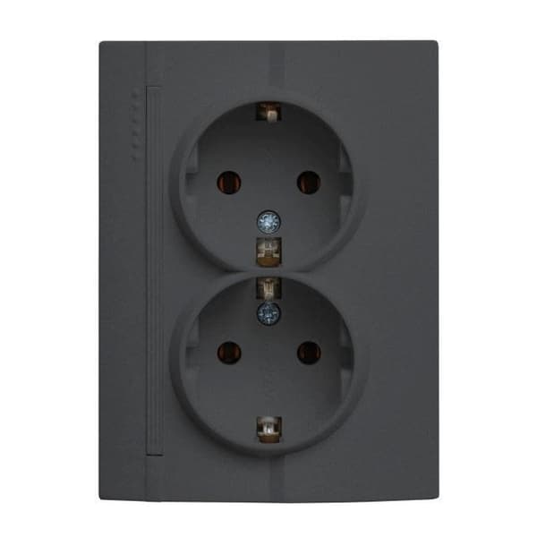 Dobbelt Schuko-stikkontakt med beskyttelseskontakt, hvid, 220-250V, 2 stikkontakter