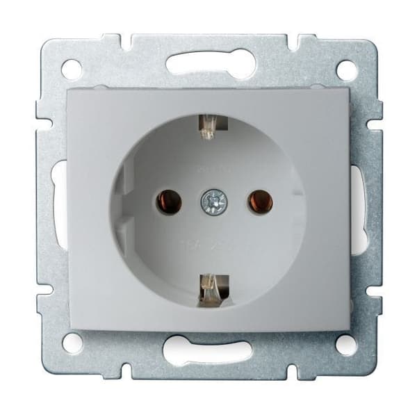 Schuko-uttag 1-uttag silver 220-250V, M-SYSTEM