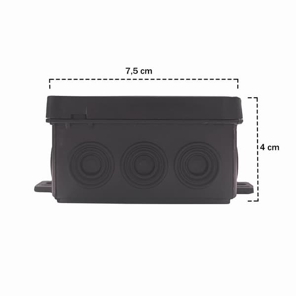 5x Utanpåliggande kopplingsdosa, IP54, svart, 75 x 75 x 41 mm, 5 st.