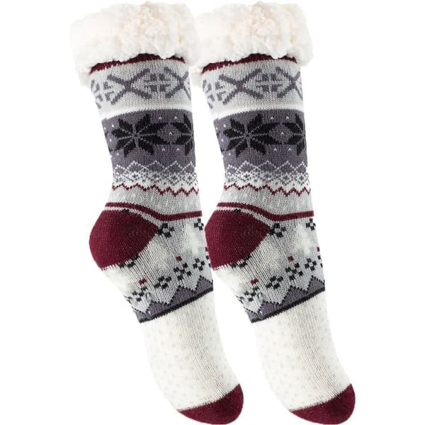 4-Pack Varme sokker med antiskli Hvit/Bordeaux 36-42