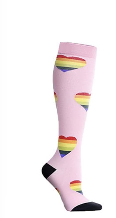 Stödstrumpor Kompressionsstrumpor Pink Rainbow SM-XL