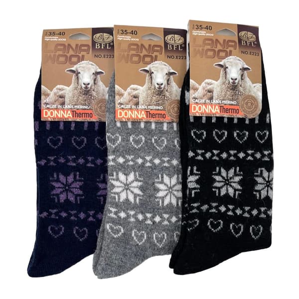Wool Socks, Size 35-40, WOMAN, 12-PACK