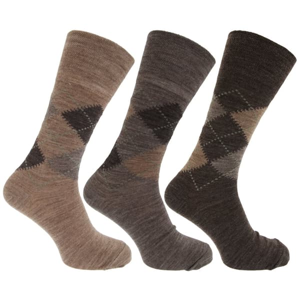 Traditionelle, ikke elastiske lammeskindssokker i uldblanding (pakke med 3 stk.) Shades of Brown UK Shoe 6-11, EUR 39-45