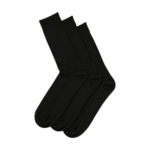 Mens Long Length Ribbed Lambswool Blend Socks (Pack Of 3)