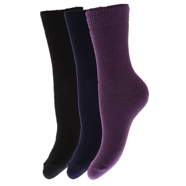 FLOSO Childrens Boys/Girls Winter Thermal Socks (Pack Of 3) Black/Navy/Purple UK Shoe: 9-12, EUR 26-31 (5-7 years)