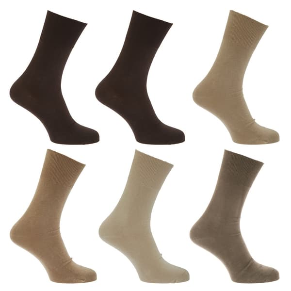 Mens Stay Up Non Elastic Diabetic Socks (Pack Of 6)