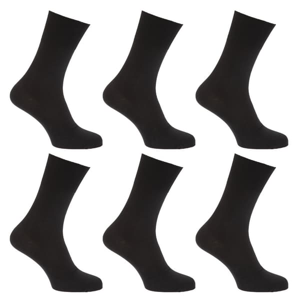 Mens Stay Up Non Elastic Diabetic Socks (Pack Of 6) Black UK Shoe 6-11, EUR 39-45