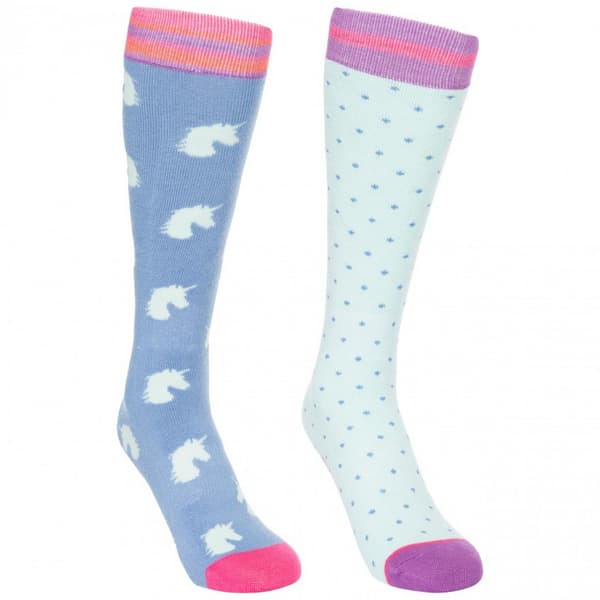 Trespass Kids/Childrens Replicate Ski Tube Sock (Pack Of 2) Bluebell/Aqua 11-2 UK Child
