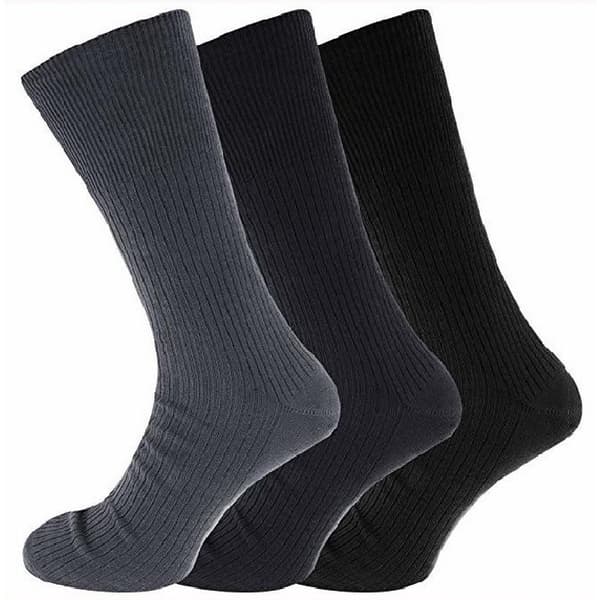Stora fotlösa diabetesstrumpor för män utan resår (3 par) Black/Navy/Grey UK 6-11 EURO 39-45