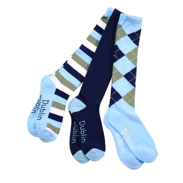 Dublin Unisex Socks (Pack Of 3) Navy/Sky One Size